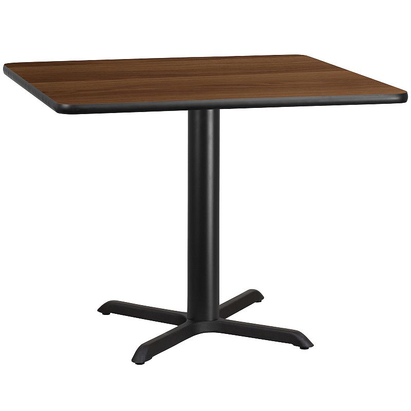 Flash Furniture Square Laminate Top Pedestal Base Dining Table, Brown