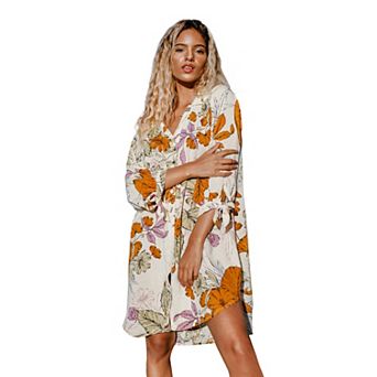 Women's Cupshe Floral Midi Swim Cover-Up Shirtdress