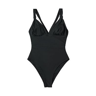 Women's CUPSHE Ribbed Plunge One-Piece Swimsuit