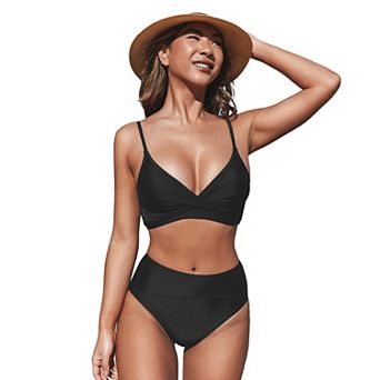 Women's Cupshe 2 pc Twist Top & High-Waist Bottoms Bikini Set