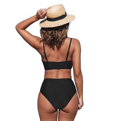 Women's Cupshe 2-Piece Twist Top & High-Waist Bottoms Bikini Set