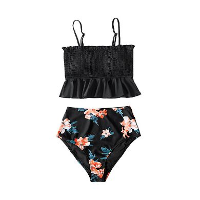 Women's CUPSHE 2-Piece Leafy Ruffled High-Waisted Bikini Set