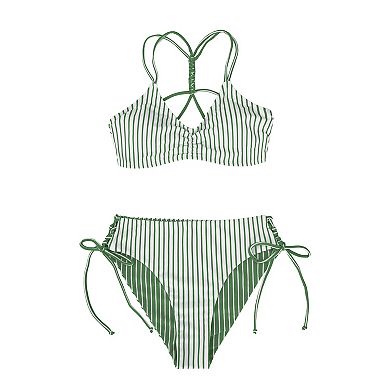 Women's Cupshe Striped Reversible Bikini Bottom 2-Piece Swimsuit Set