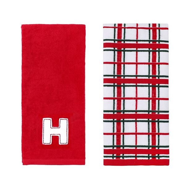 St. Nicholas Square® 2-Piece Plaid Monogram Hand Towel Set