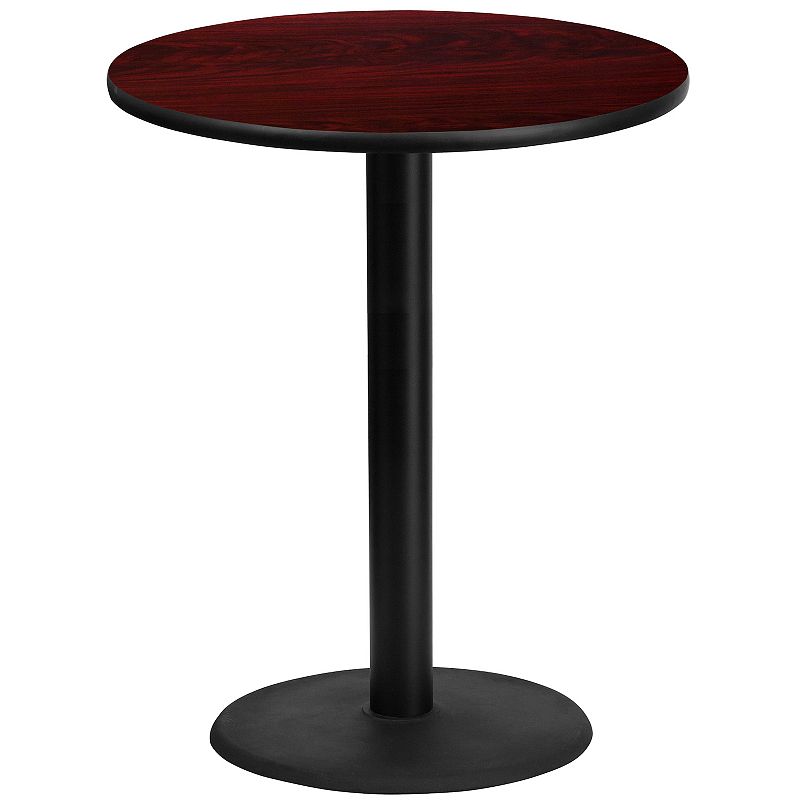 Flash Furniture Round Pedestal Laminate Top 43-in. Bar Table, Brown