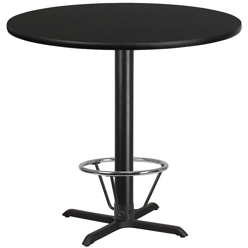 Flash Furniture 43-in. Round Laminate Top Footrest Ring Bar Table, Black