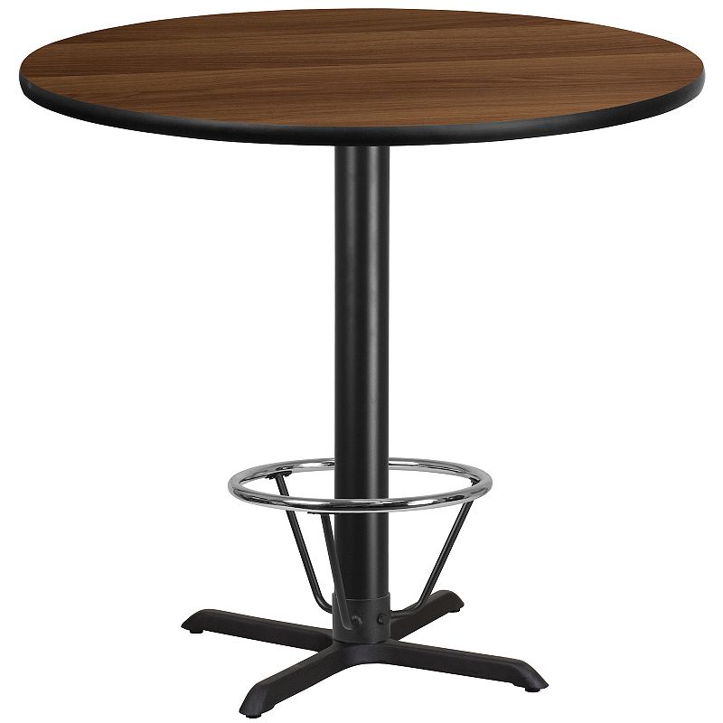 Flash Furniture 43-in. Round Laminate Top Footrest Ring Bar Table, Brown