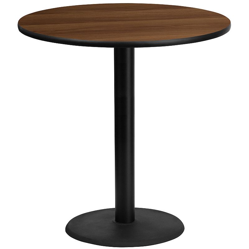 Flash Furniture Round Pedestal 43-in. Laminate Top Bar Table, Brown