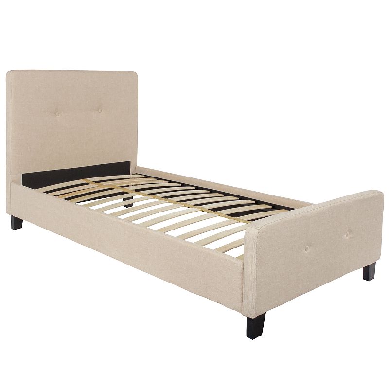 Flash Furniture Tribeca Tufted Upholstered Platform Bed, Beig/Green, Queen