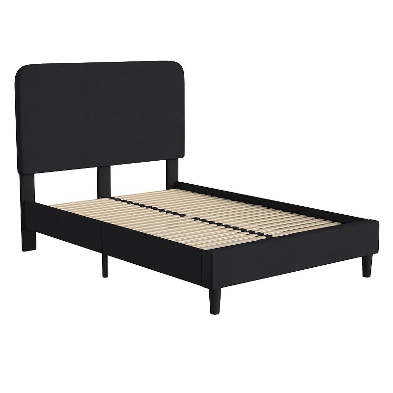 Flash Furniture Addison Upholstered Platform Bed, Black, Queen