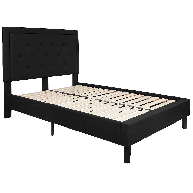 Flash Furniture Roxbury Tufted Upholstered Platform Bed, Black, Full