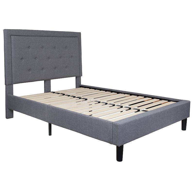 Flash Furniture Roxbury Tufted Upholstered Platform Bed, Grey, Twin