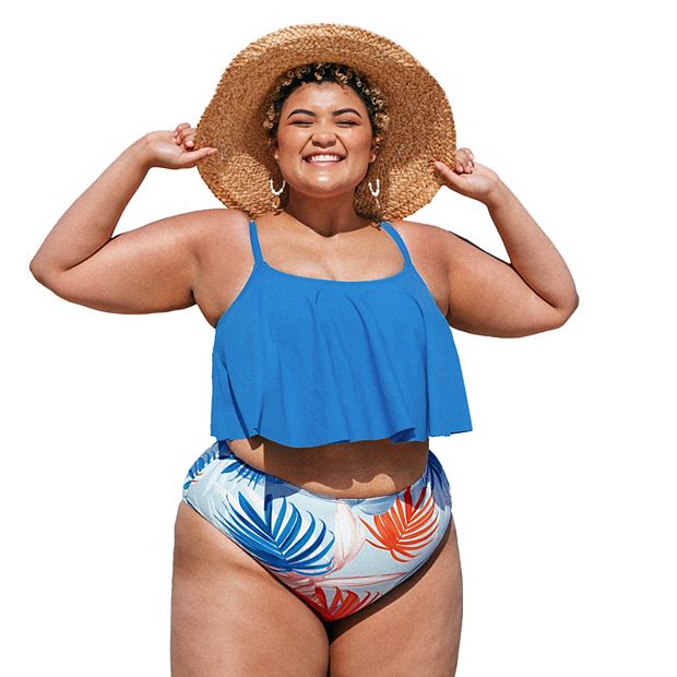 Women's Plus Size Ruffled One Piece Swimsuit - Cupshe-3X-Blue