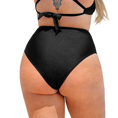 Plus Size CUPSHE High-Waist Bikini Swim Bottoms