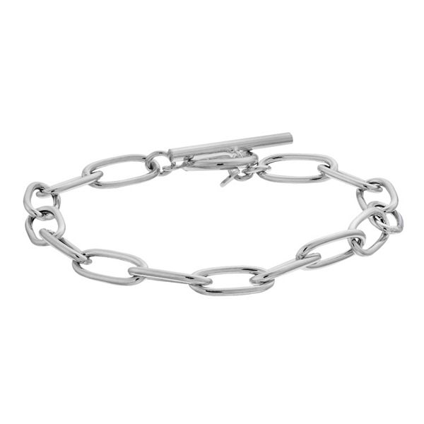 Sterling Silver Oval Link Toggle Bracelet