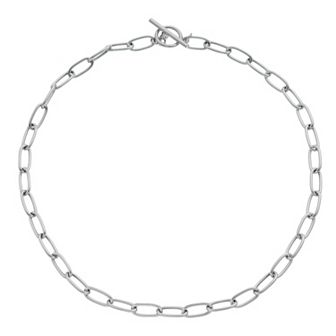 Karat Rush Sterling Silver Oval Link Toggle Chain Necklace