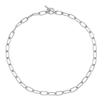 Karat Rush Sterling Silver Oval Link Toggle Chain Necklace