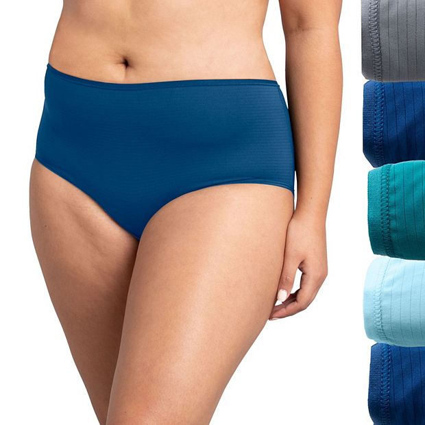 Fit for Me by Fruit of the Loom Women's Plus Size Breathable Cooling  Stripes Brief Underwear, 6 Pack 
