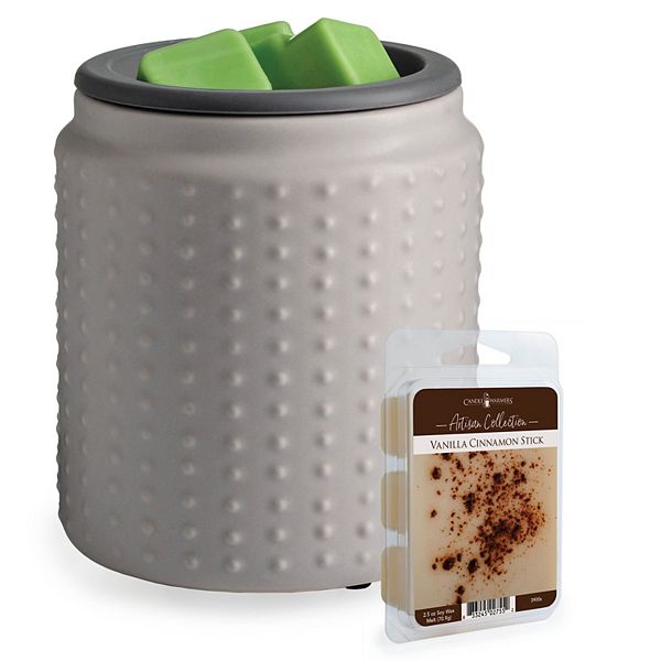 Candle Warmers Etc. Hobnail Wax Melt Warmer & Vanilla Cinnamon Stick 2.5oz. Wax Melts 2piece Set