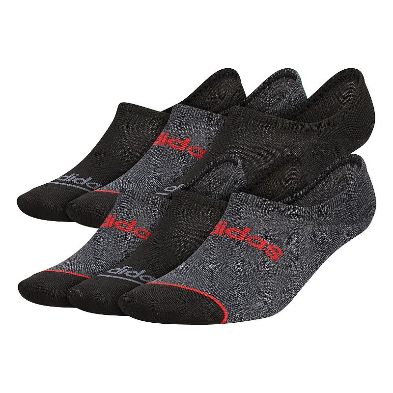 Mens adidas Superlite Linear 6-Pack Super No-Show Socks, Size: 6-12, Black