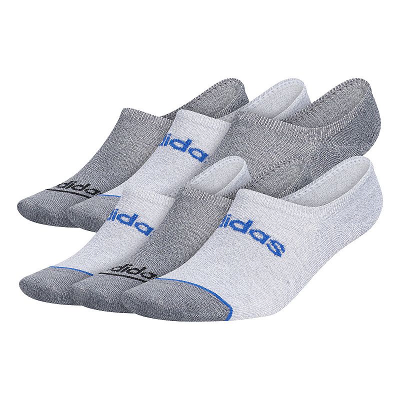 Mens adidas Superlite Linear 6-Pack Super No-Show Socks, Size: 6-12, Grey