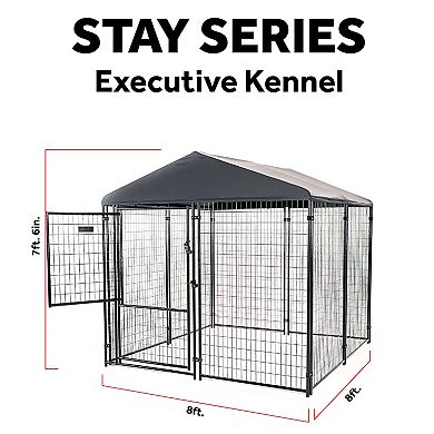 Lucky Dog STAY Series 8 x 8 x 6 Foot Roofed Steel Frame Executive Dog Kennel