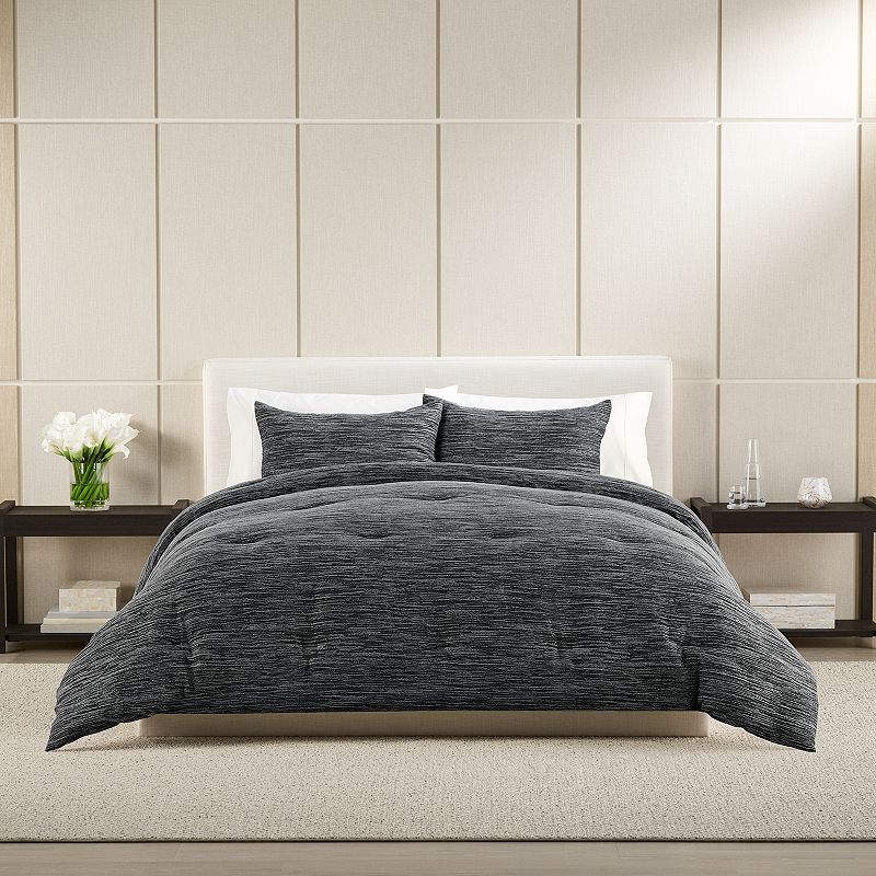 Simply Vera Vera Wang Charcoal Rib Texture Comforter Set With Shams, Med Gr