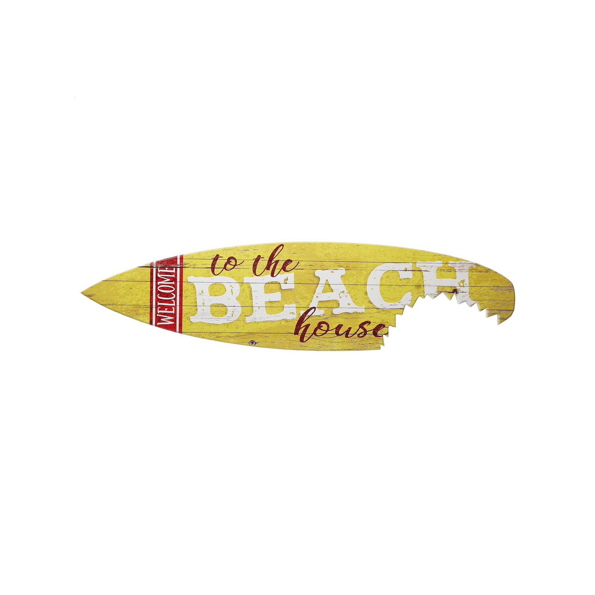 American Art Décor Welcome Bite Surfboard Wall Decor, Yellow