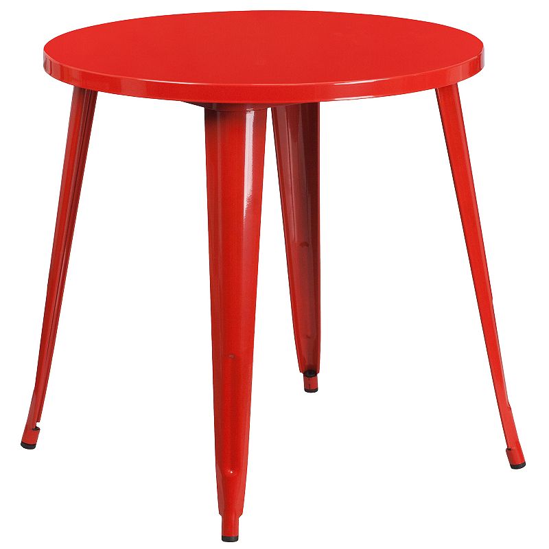 Flash Furniture Commercial Round Indoor / Outdoor Dining Table, Red