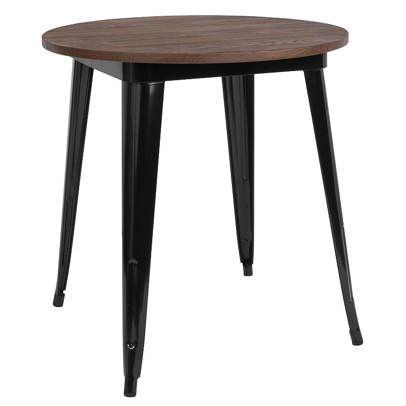Flash Furniture Round Mixed Media Dining Table, Black