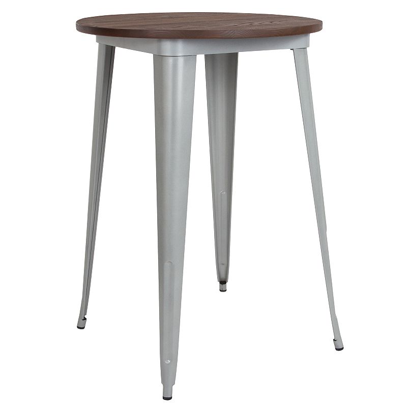 Flash Furniture Round Mixed Media Bar Table, Grey