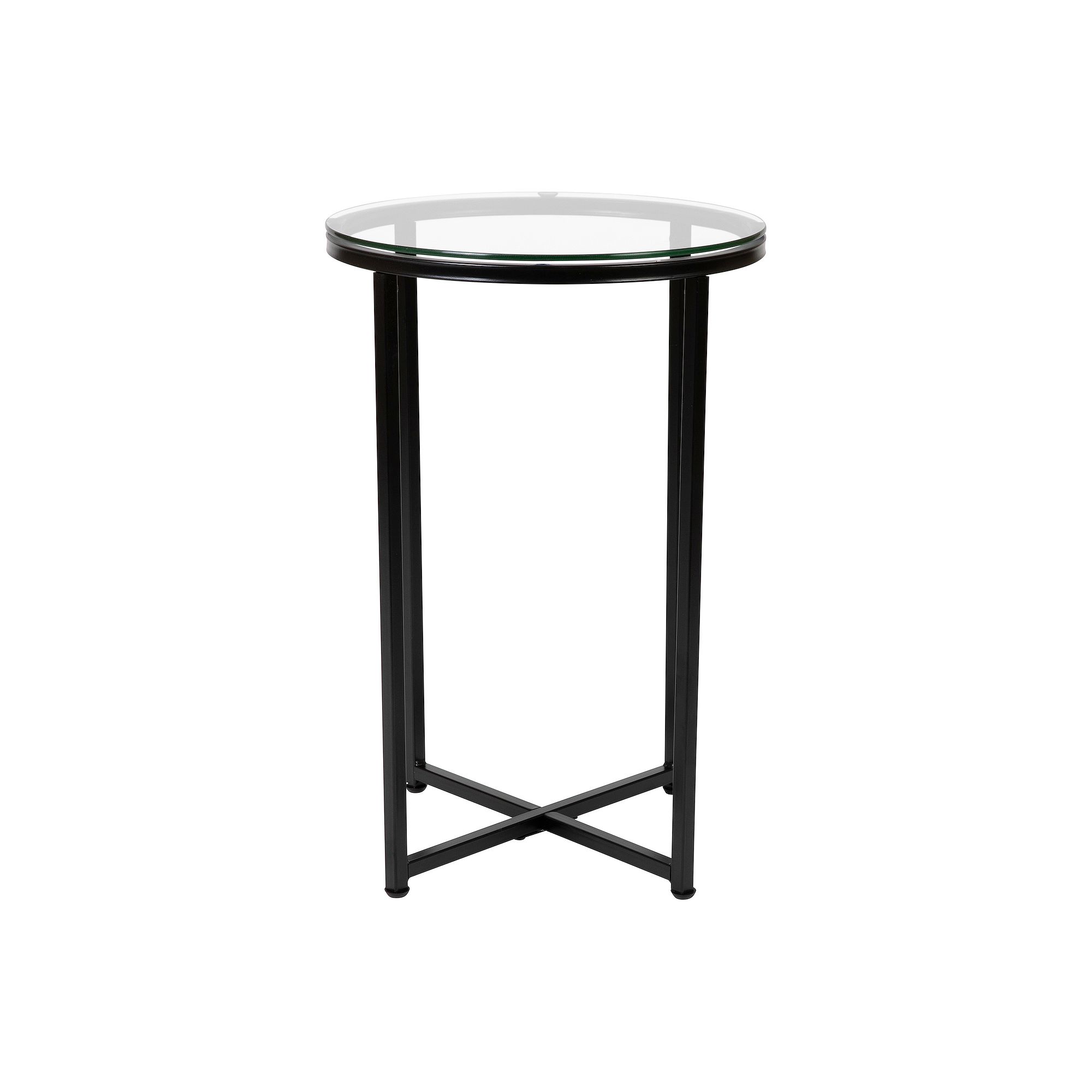 Flash Furniture Greenwich End Table, Clear Matte Black