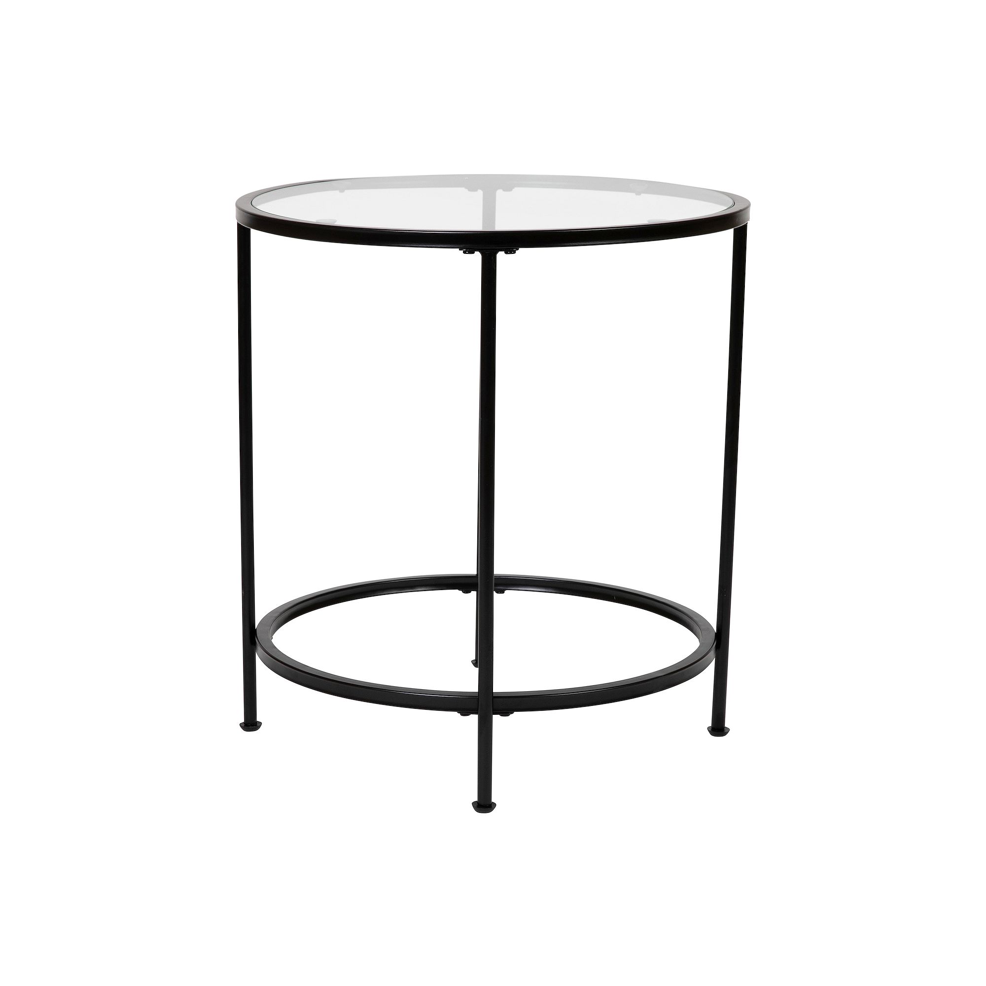 Flash Furniture Astoria Round End Table, Clear Matte Black