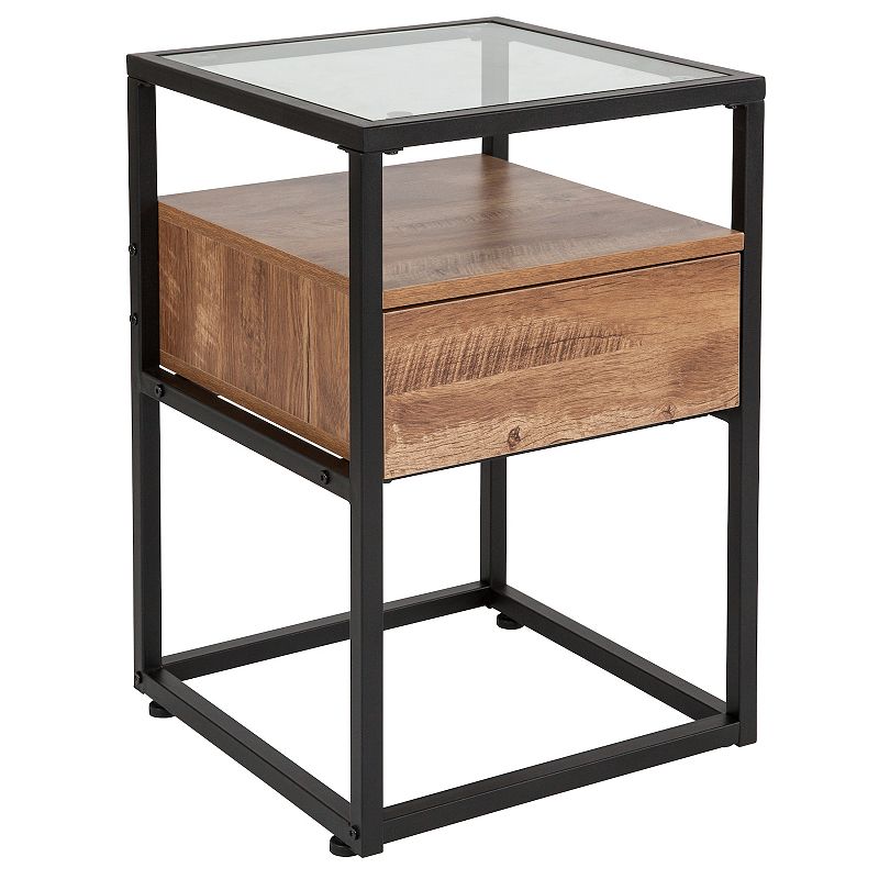 Flash Furniture Cumberland 1-Drawer End Table, Brown