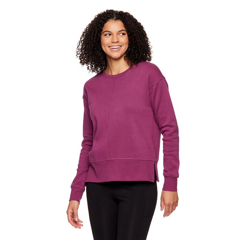 Womens Gaiam Nadia Side Slit Fleece Sweater, Size: XS, Orange