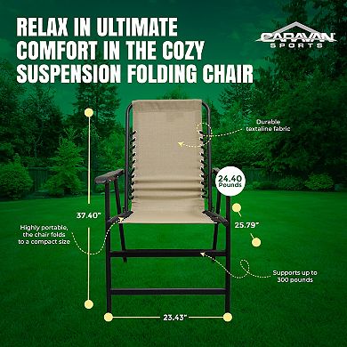 Caravan Canopy Infinity Suspension Portable Folding Sports Chair, Regular, Beige