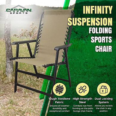 Caravan Canopy Infinity Suspension Portable Folding Sports Chair, Regular, Beige