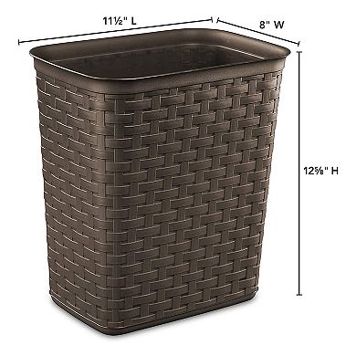 Sterilite Weave 3.4 Gallon Plastic Home & Office Wastebasket Trash Can (12 Pack)