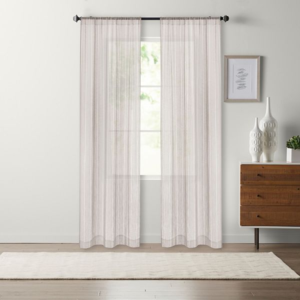 Sonoma Goods For Life® Open Weave Stripe Sheer Set of 2 Window Curtain ...