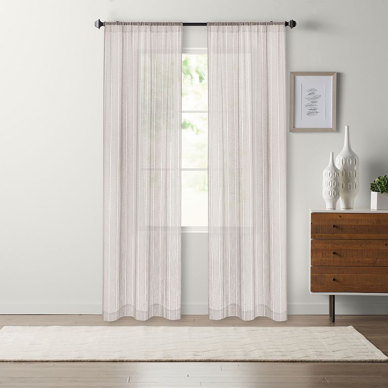 Sonoma Goods For Life Open Weave Stripe Sheer Set of 2 Window Curtain Panel