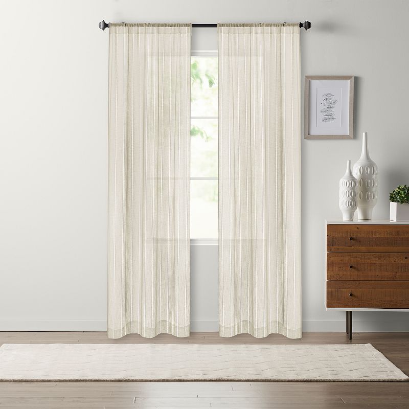 Sonoma Goods For Life Open Weave Stripe Sheer Set of 2 Window Curtain Panel