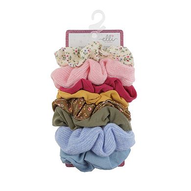 Girls Elli by Capelli Jersey, Knit, Corduroy, & Floral 8-Piece Scrunchies Set