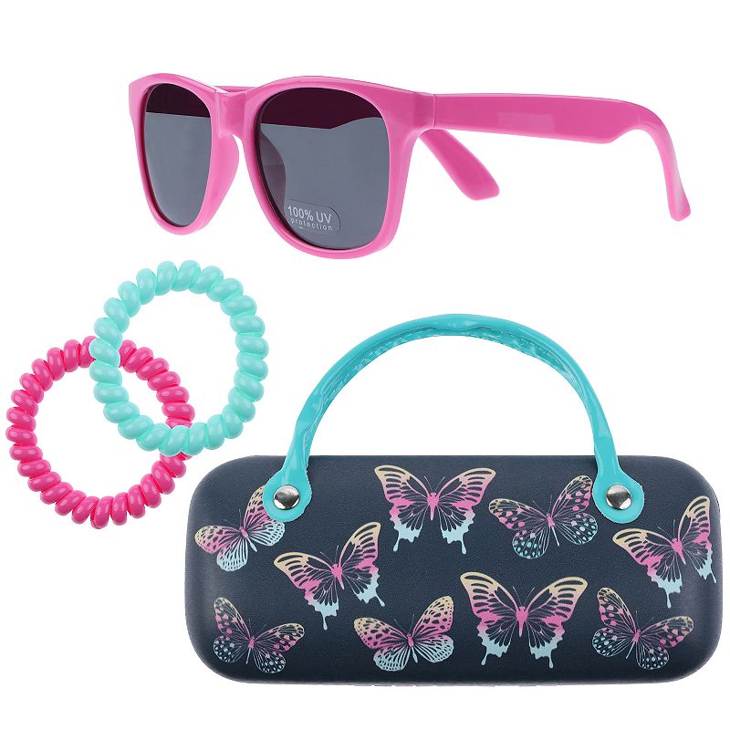 Girls Elli by Capelli Sunglasses, Case, & 2 Hair Coils Set, Blue