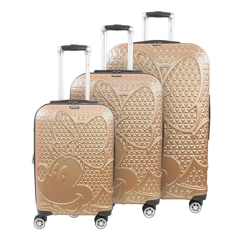 ful Disneys Minnie Mouse Textured 3-Piece Hardside Spinner Luggage Set, Lt