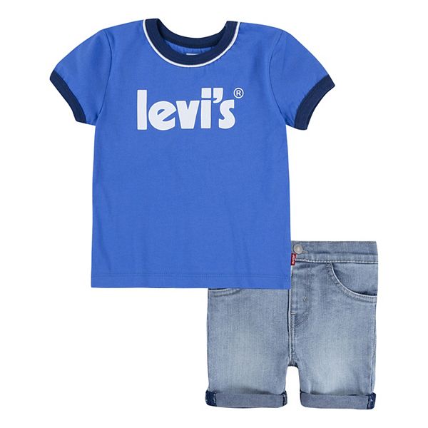 Baby Boy Levi's® Ringer Graphic Tee & Cuffed Denim Shorts Set