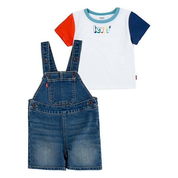 Baby Boy Levi's® Colorblock Graphic Tee & Jean Shortalls Set