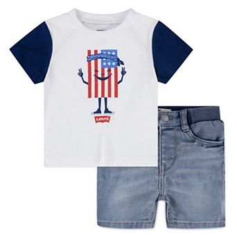 Baby Boy Levi's® Americana Hippie Flag Tee & Jean Shorts Set
