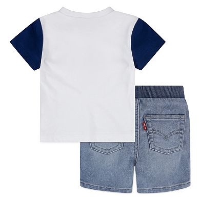 Baby Boy Levi's® Americana Hippie Flag Tee & Jean Shorts Set