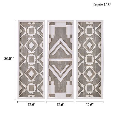 Madison Park Mandal Geometric Wood Panel Wall Decor 3-piece Set