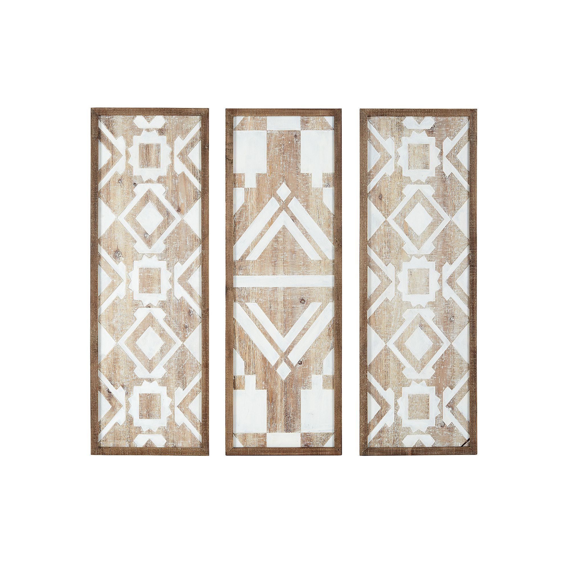 Madison Park Mandal Geometric Wood Panel Wall Decor 3-piece Set, Natural